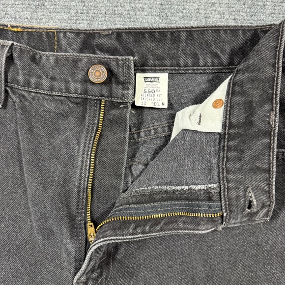 Vintage 90s Levis 550 Denim Jean Relaxed Tapered 12 Reg Medium Black 0160 - Picture 3 of 10
